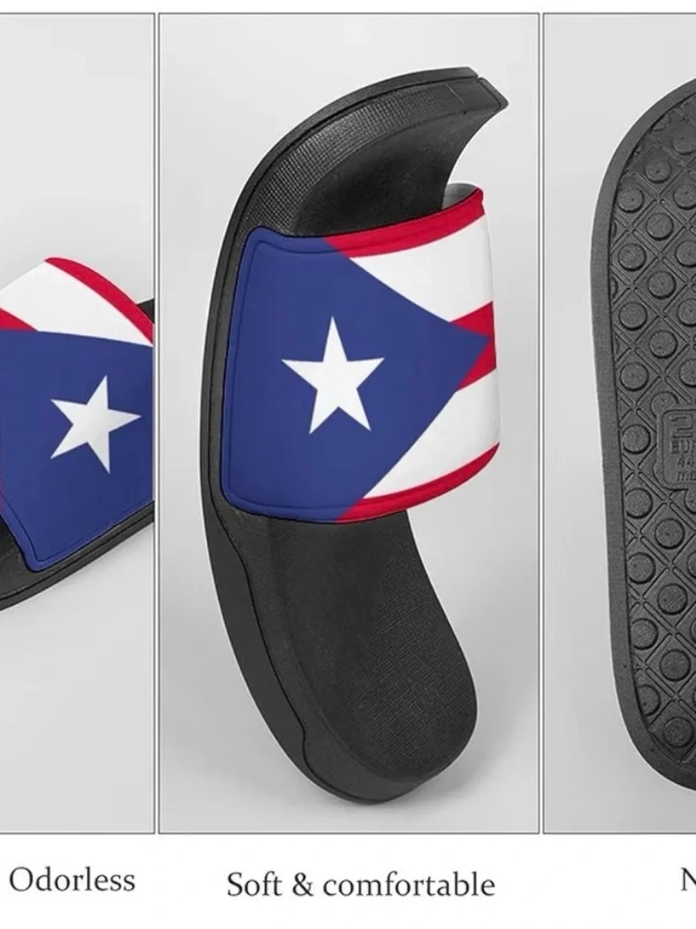 El Jefe L/XL Slide Sandals - Puerto Rican Flag Red, White & Blue